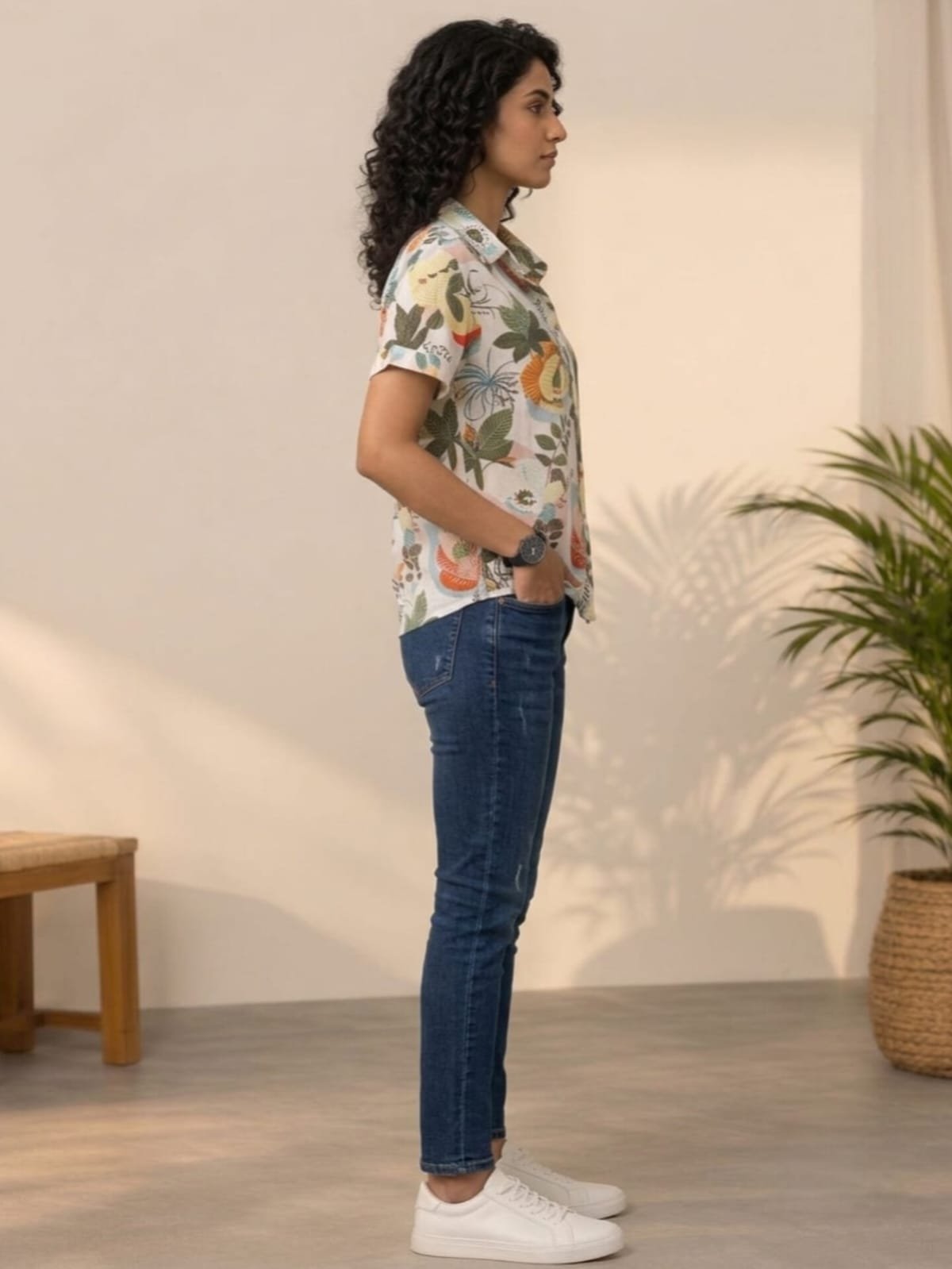 Mustard Floral Short Sleeve Shirt
