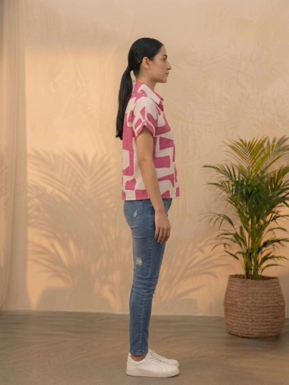 Pink Abstract Print Short-Sleeve Shirt
