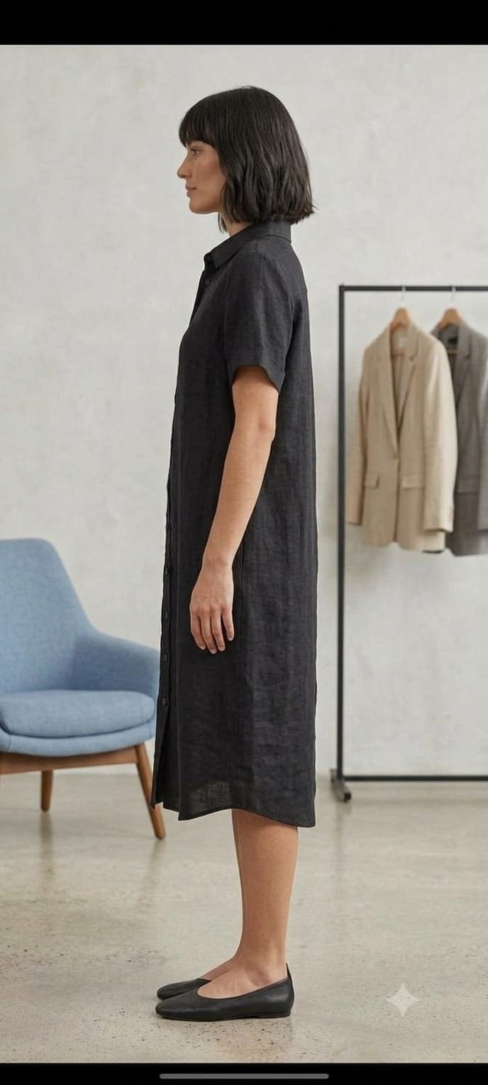 Black Button-Up Shirt Dress