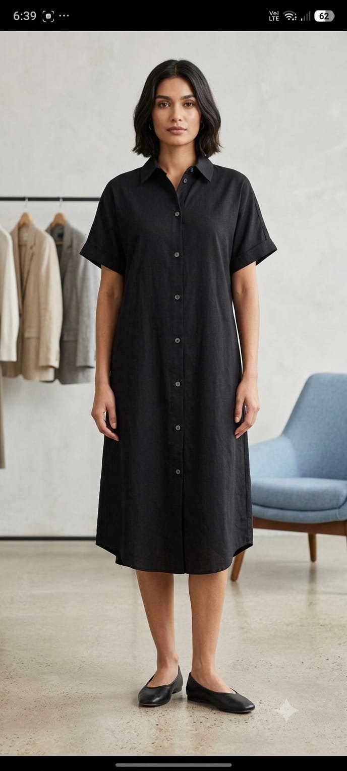 Black Button-Up Shirt Dress