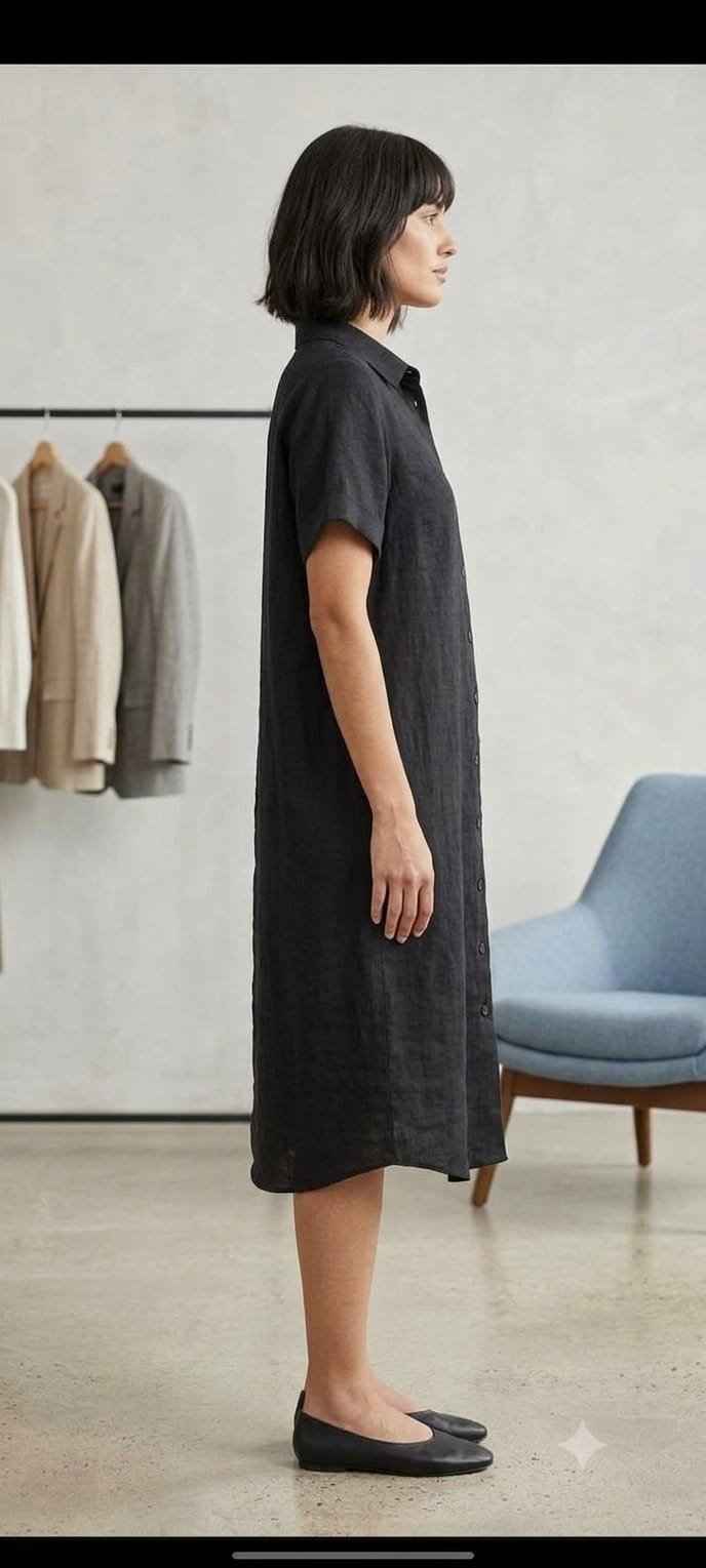 Black Button-Up Shirt Dress