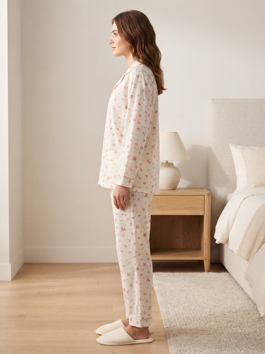 Women’s Cream Floral Pajama Co-ord Set