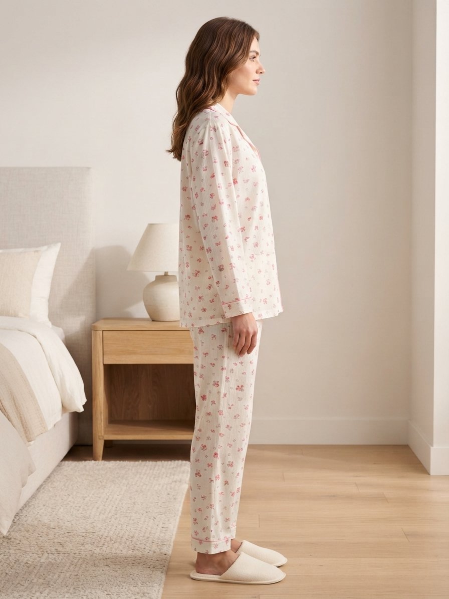 Women’s Cream Floral Pajama Co-ord Set