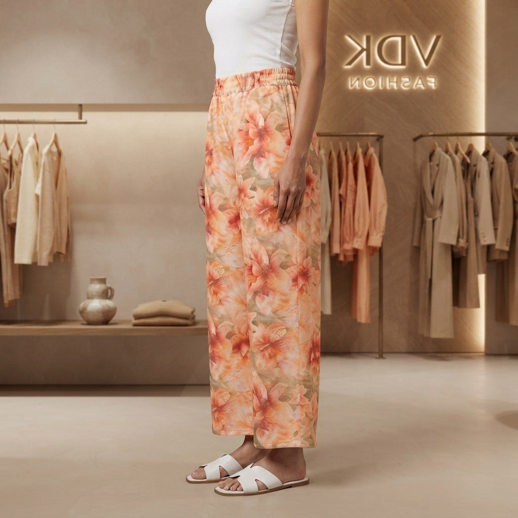 Women’s Orange Floral Printed Palazzo Pants