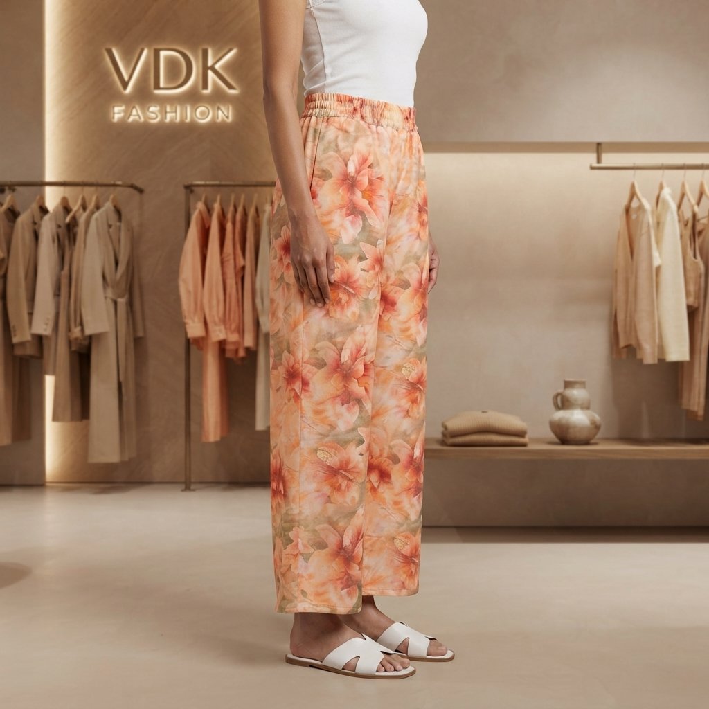 Women’s Orange Floral Printed Palazzo Pants