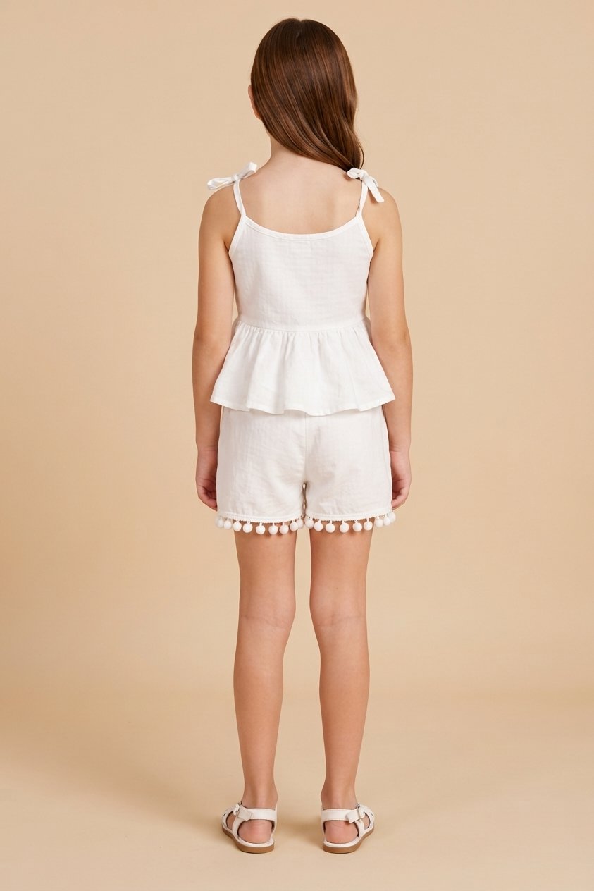 Girls’ White Elephant Applique Top and Shorts Set