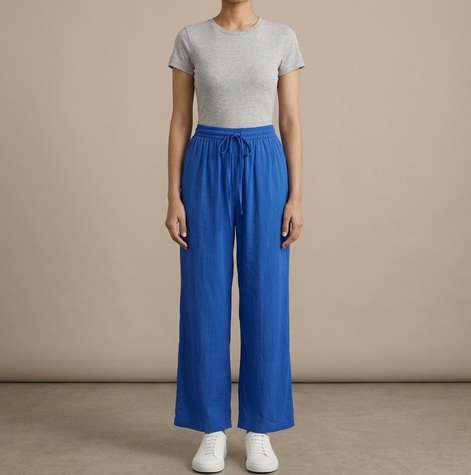 Royal Blue Solid Palazzo Pants