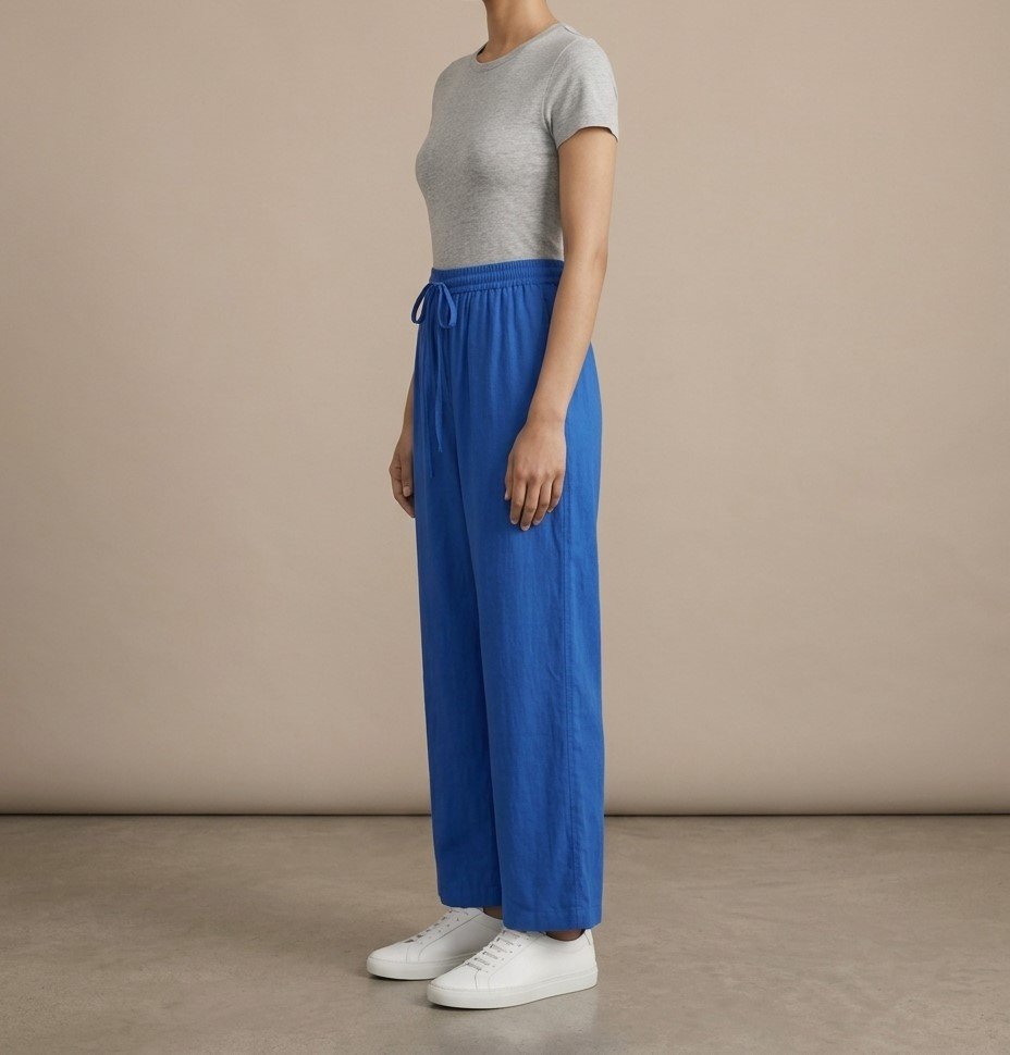 Royal Blue Solid Palazzo Pants