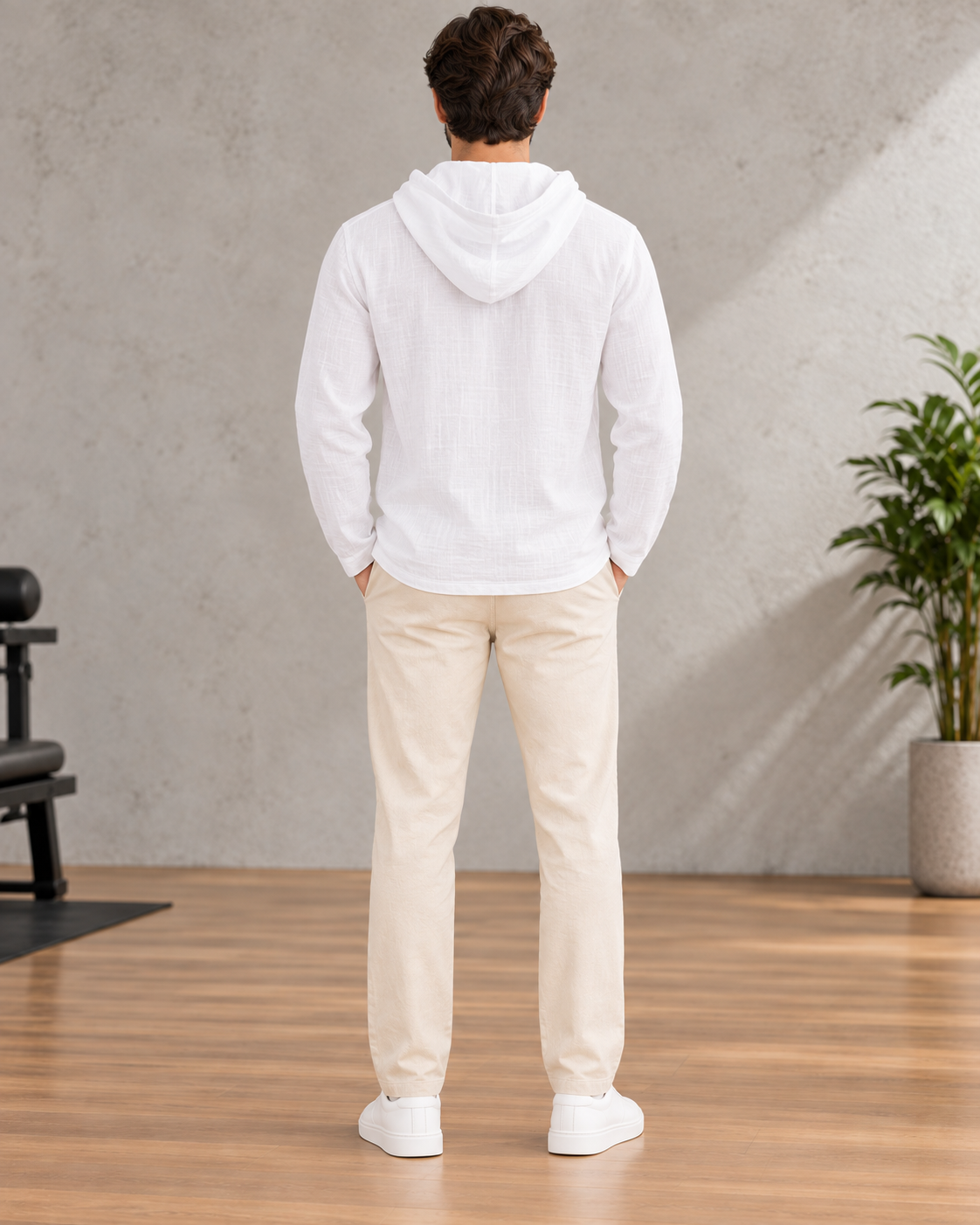 Men’s White Lightweight Hooded Shirt
