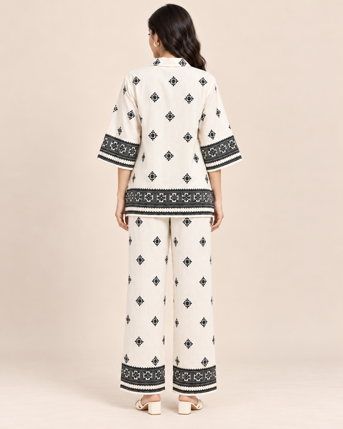 Women’s White Black Printed Co-Ord Set