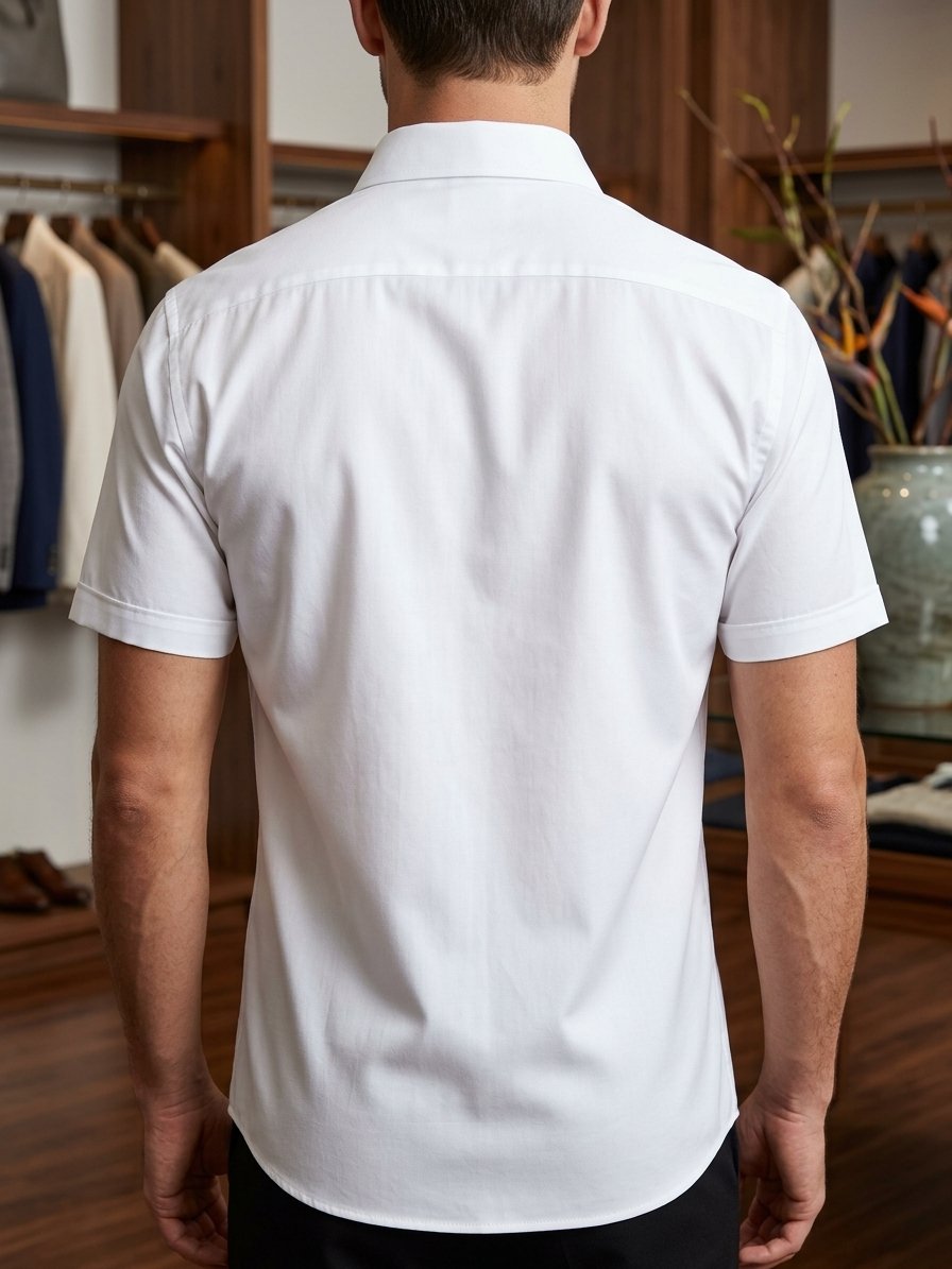 Men’s White Embroidery Classic Short Sleeve Shirt