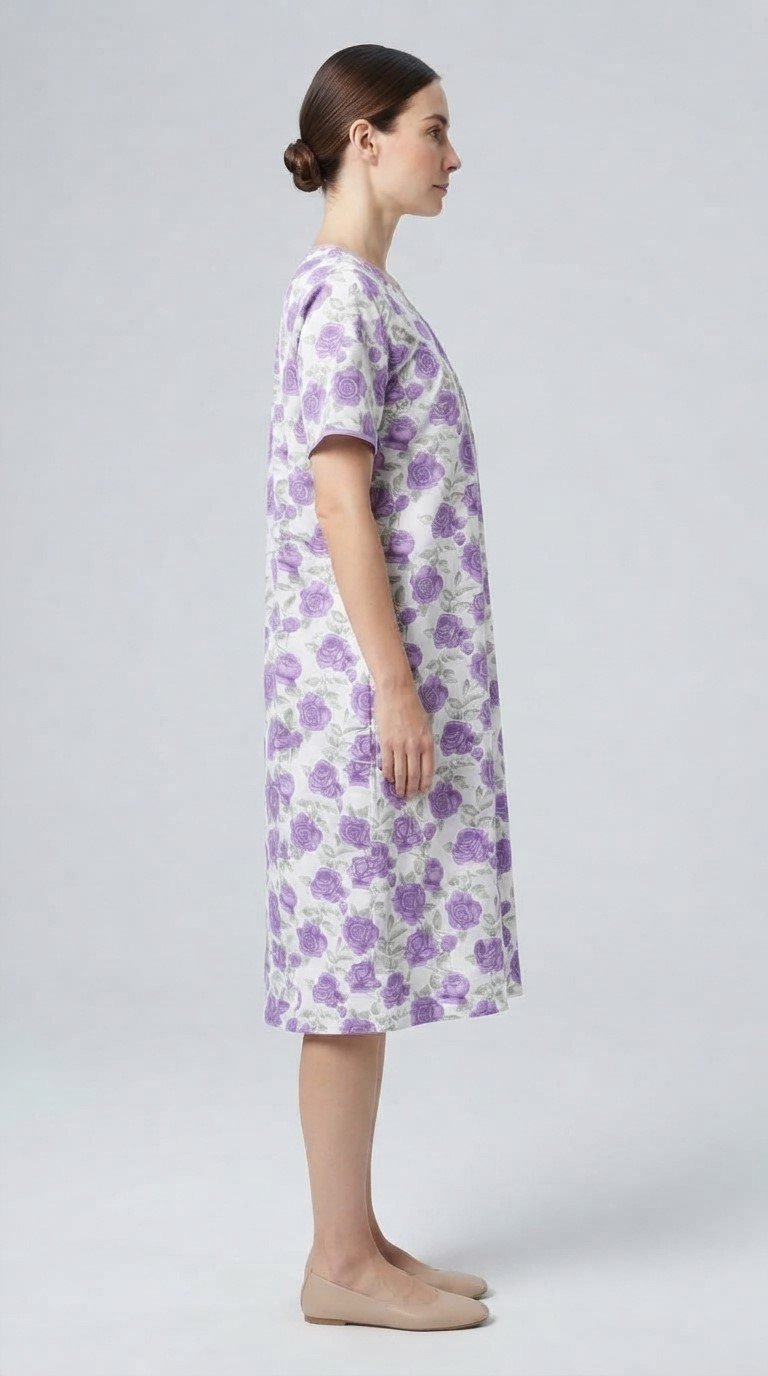 Women’s Purple Floral Short-Sleeve Nightgown