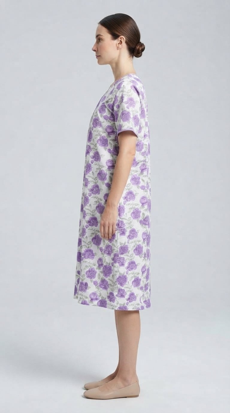 Women’s Purple Floral Short-Sleeve Nightgown