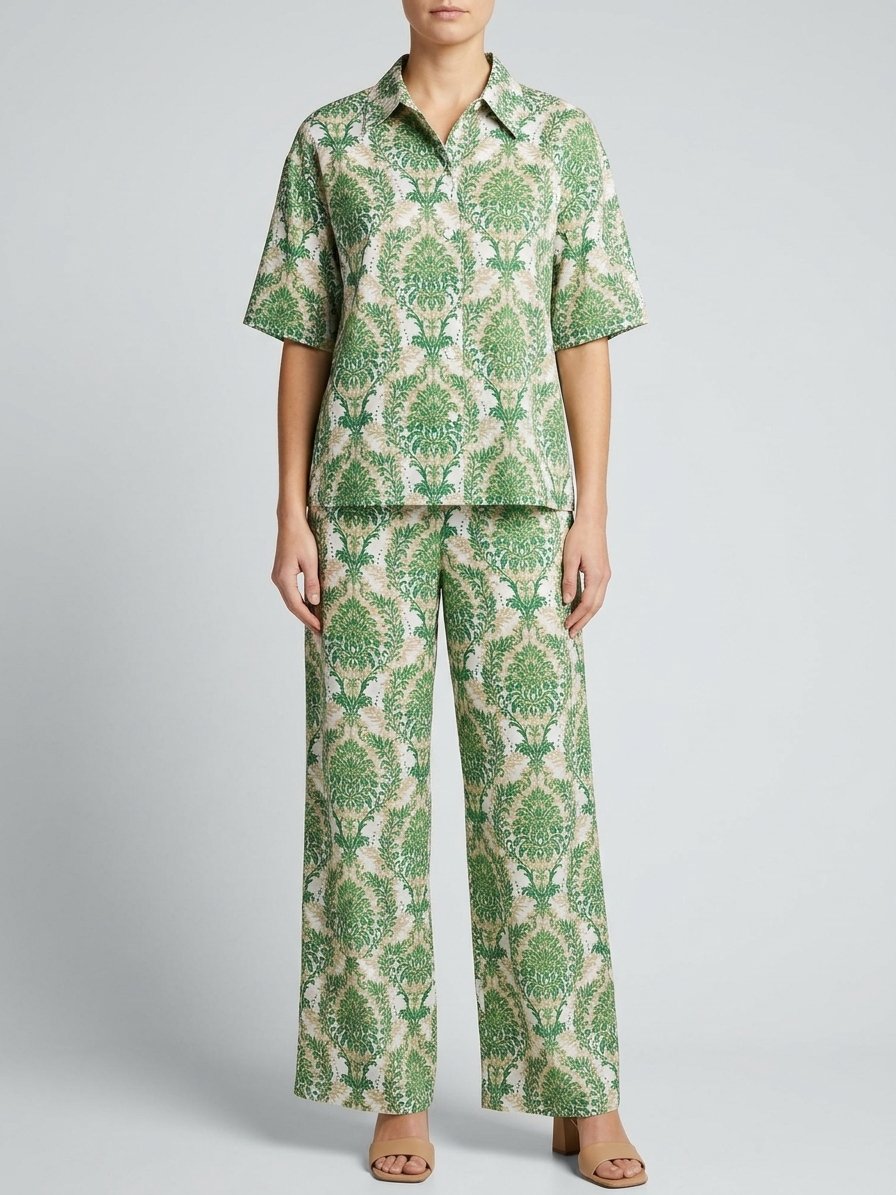 Women’s Green Botanical Print Co-ord Set