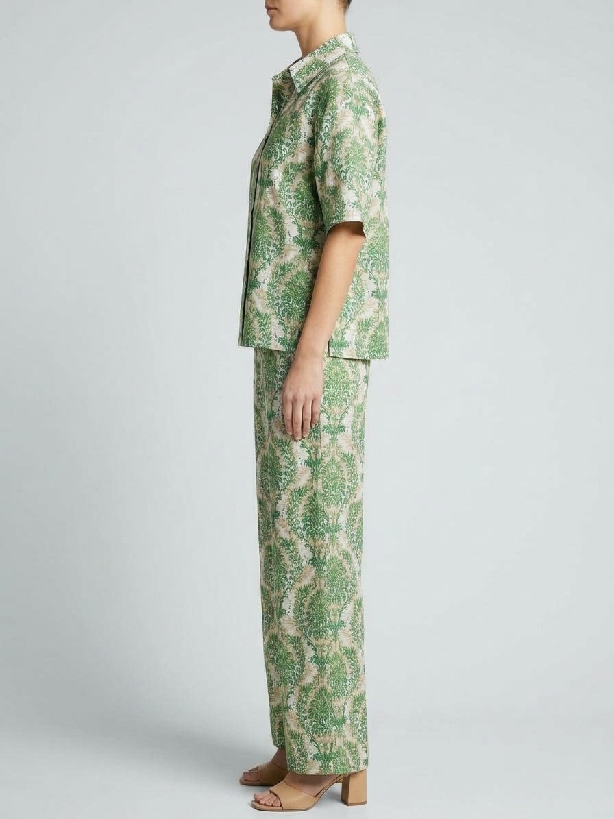 Women’s Green Botanical Print Co-ord Set