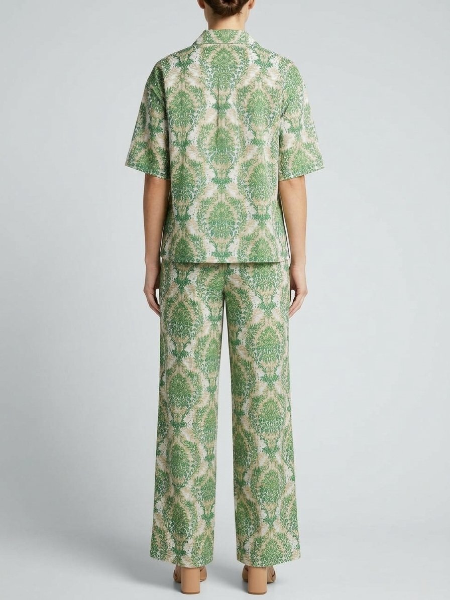 Women’s Green Botanical Print Co-ord Set