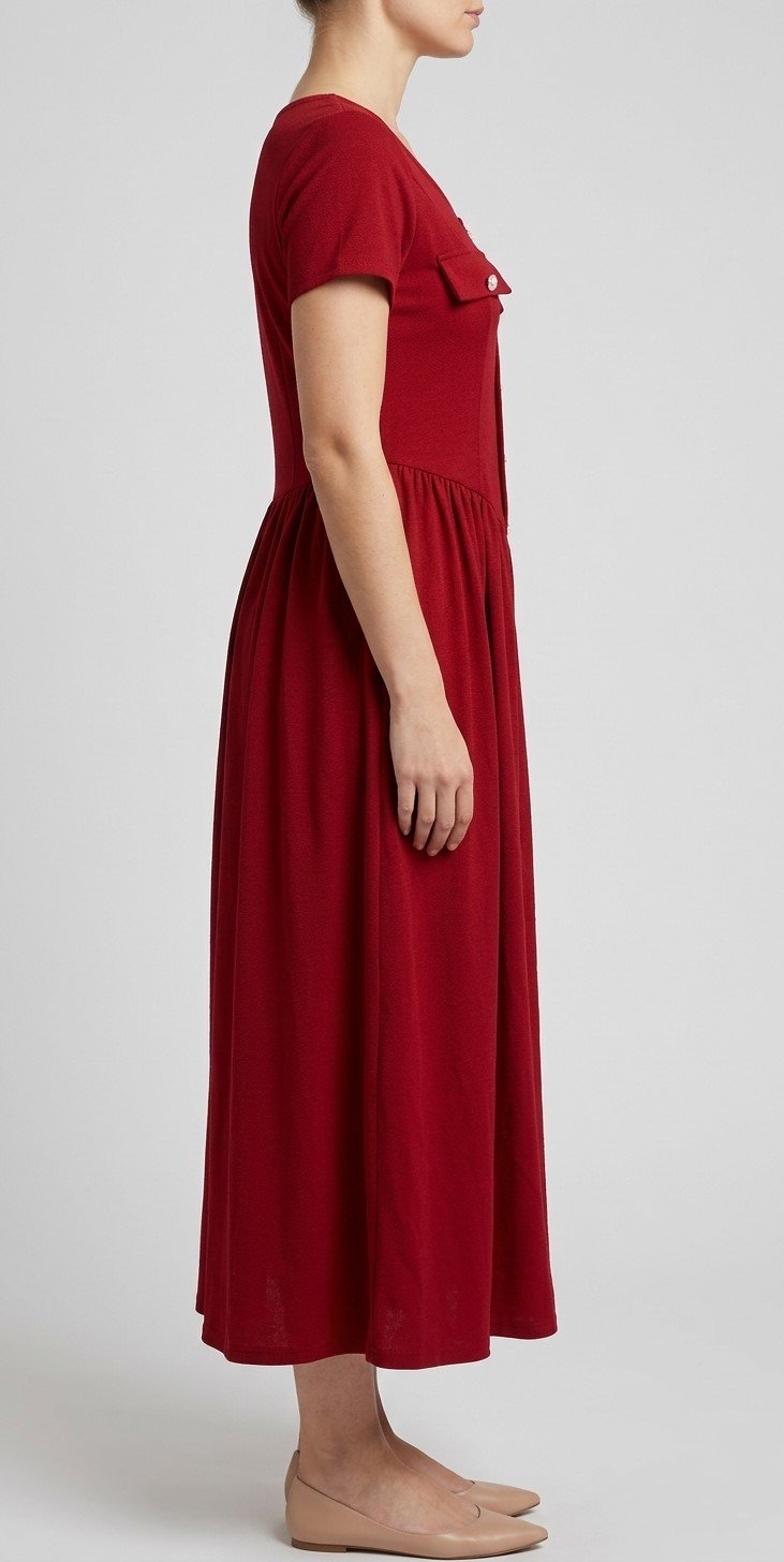 Women’s Taupe Button-Front Midi Dress