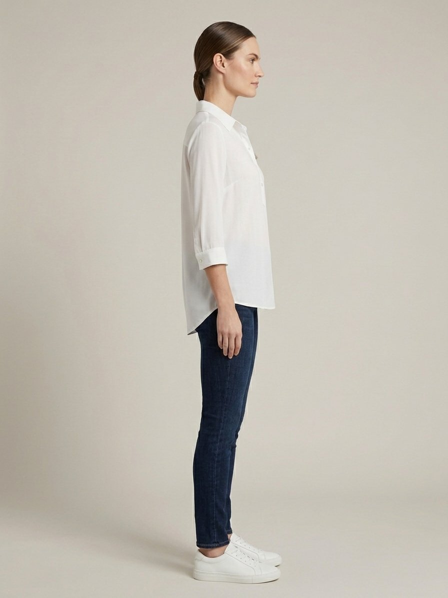 Women’s White 3/4 Sleeve Popover Shirt