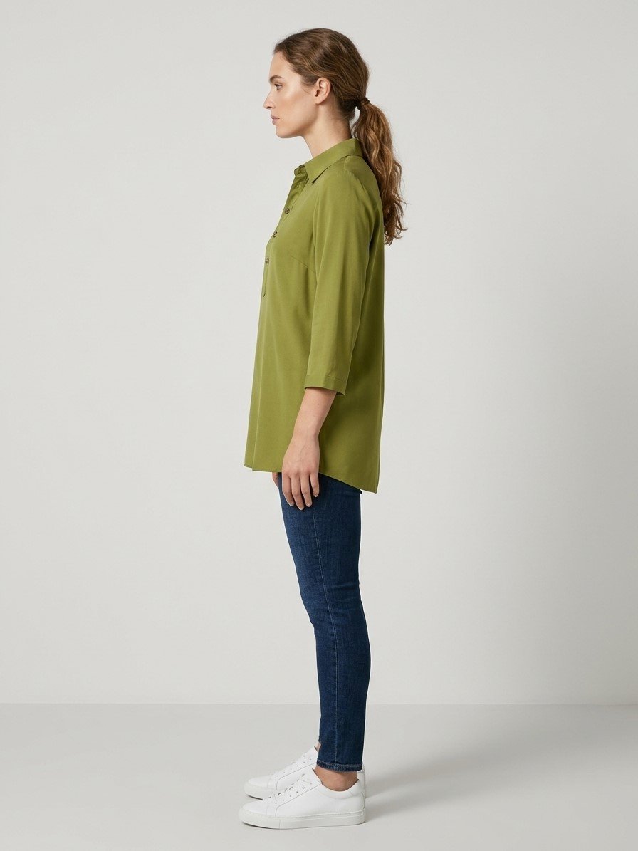 Women’s White 3/4 Sleeve Popover Shirt