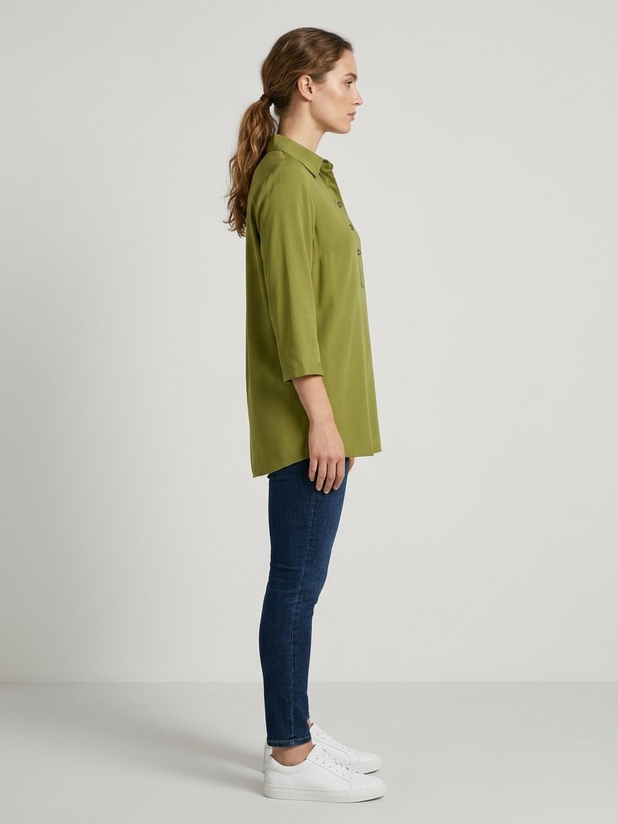 Women’s White 3/4 Sleeve Popover Shirt