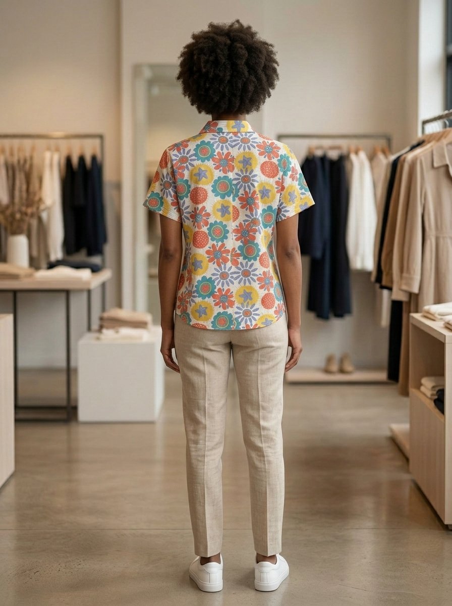 Women’s Retro Floral Short Sleeve Shirt
