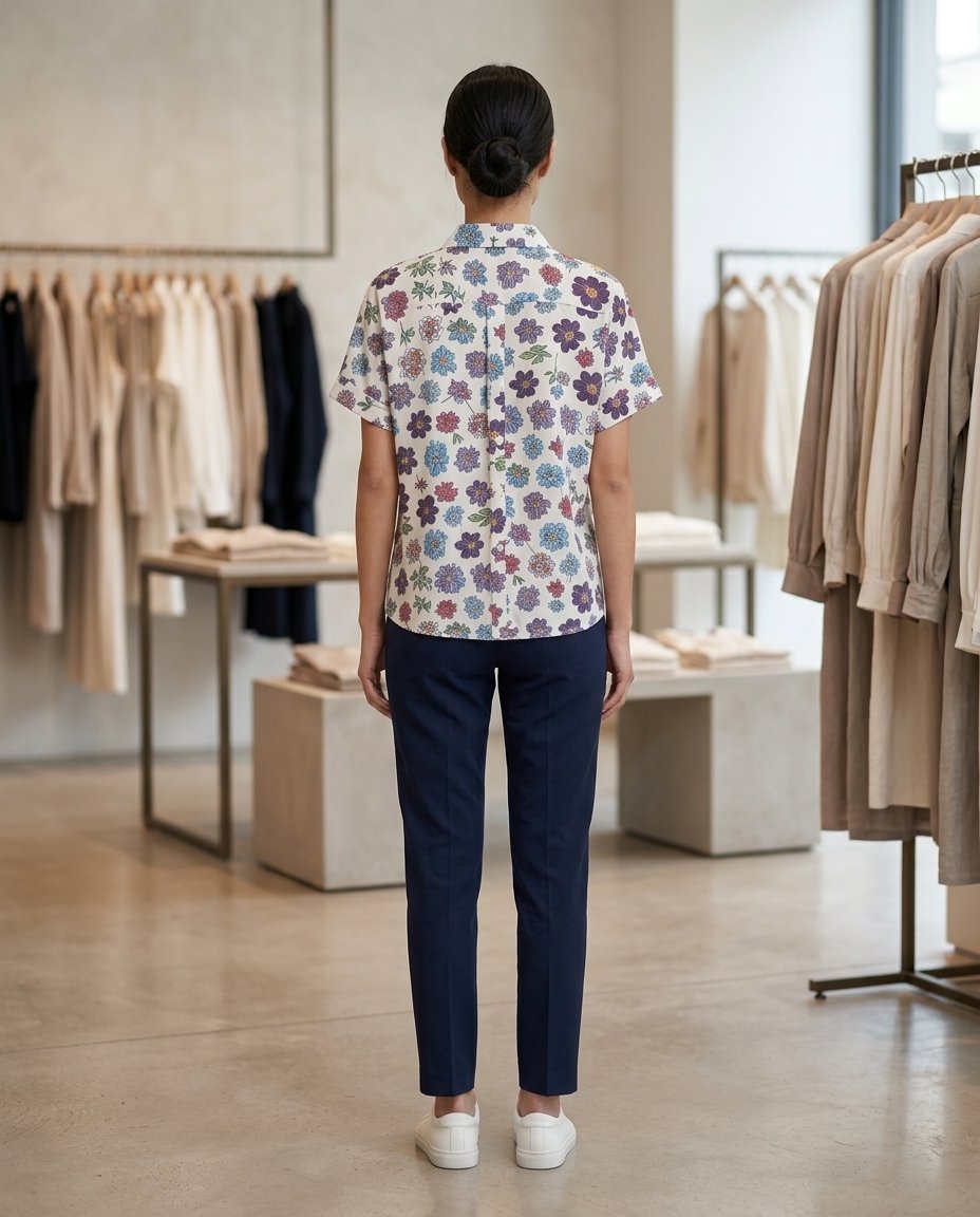 Women’s Retro Floral Short Sleeve Shirt